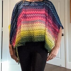 Missoni Multicolor Chevron Knit Poncho Sweater - Women's